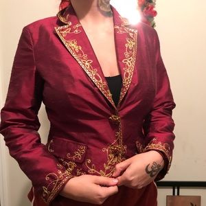 💋 iXe maroon and gold-stitched Blazer 💋